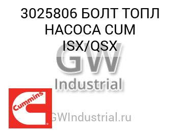 БОЛТ ТОПЛ НАСОСА CUM ISX/QSX — 3025806