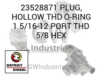 PLUG, HOLLOW THD O-RING 1 5/16-12 PORT THD 5/8 HEX — 23528871