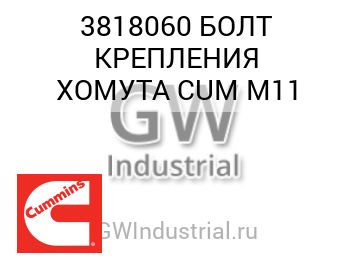 БОЛТ КРЕПЛЕНИЯ ХОМУТА CUM M11 — 3818060