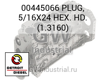 PLUG, 5/16X24 HEX. HD. (1.3160) — 00445066