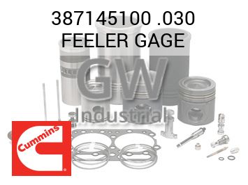 .030 FEELER GAGE — 387145100