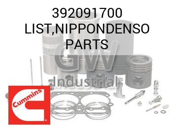 LIST,NIPPONDENSO PARTS — 392091700